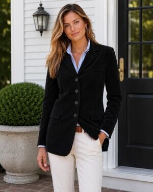 Polo Ralph Lauren Blazer Womens 10 Black Y2K Velvet Vintage Jacket Equestrian
